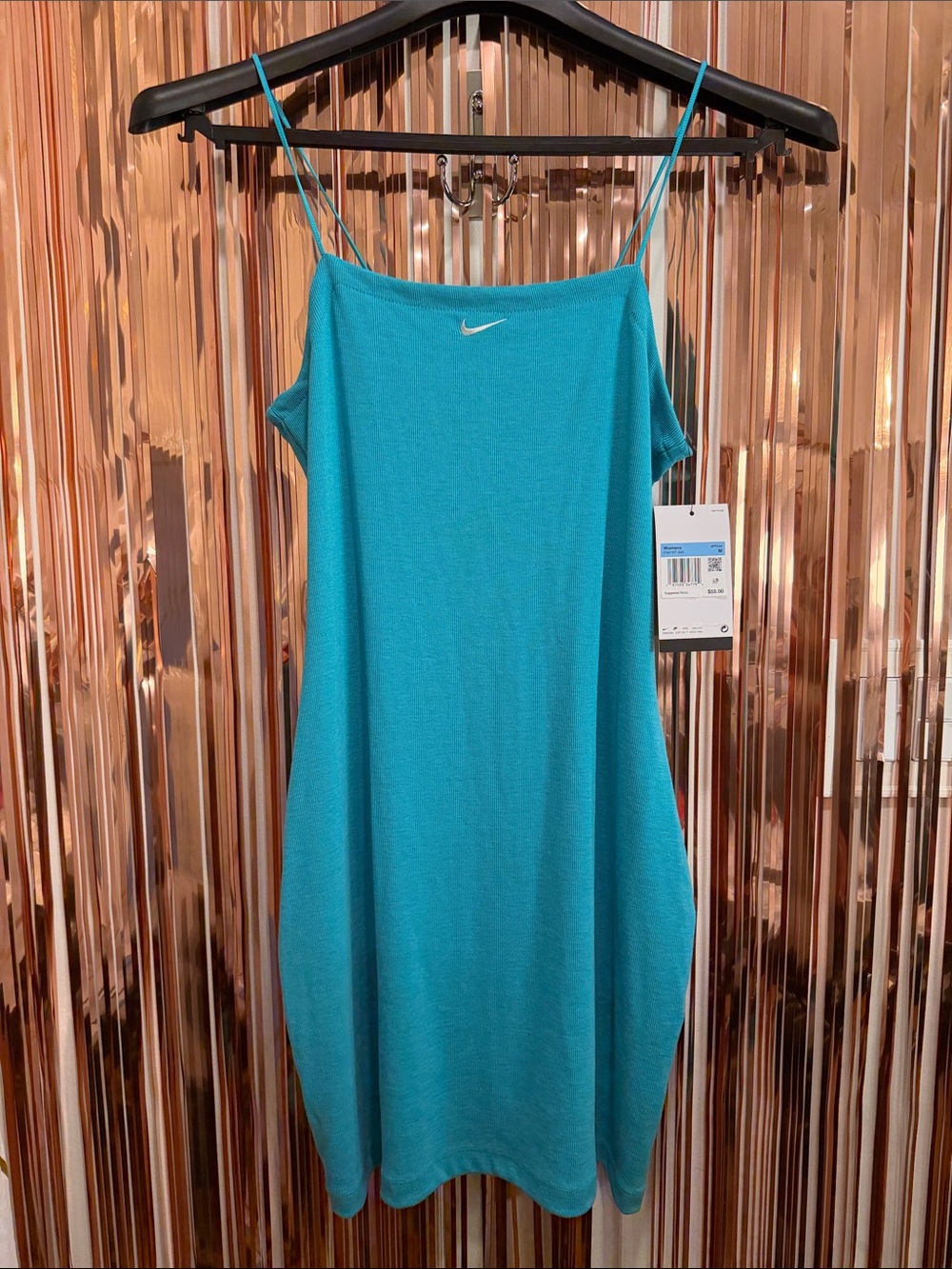 Nike Turquoise Spaghetti-Strap Mini Slip Dress NEW M